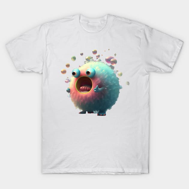 Popper - The Happy Bubble Monster T-Shirt by PixelProphets